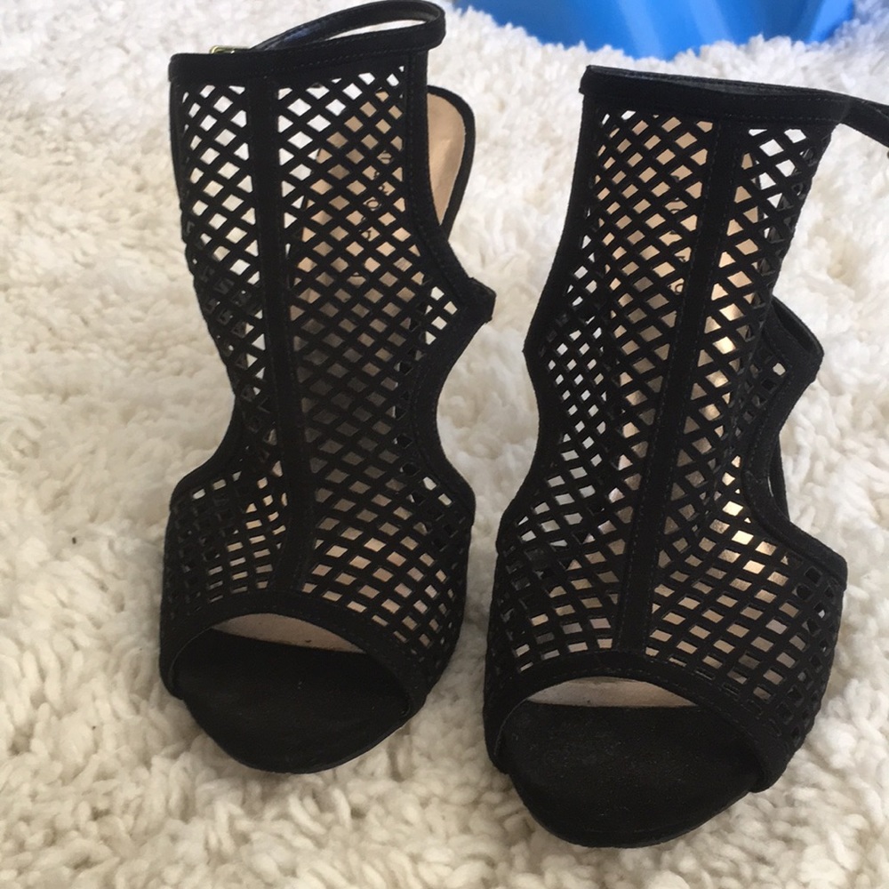Black strap heels